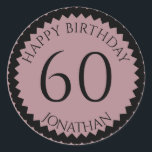 60th Birthday Partyあなたの名前を追加かわいらし ラウンドシール<br><div class="desc">この可愛いステッカーを手に入れて、お客様のパーティーの好意を飾お気に入りのりなさい。誕生日スタイリッシュパ祝ーティーの番号。注：グリッターイメージは印刷写真</div>