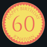 60th Birthday Partyあなたの名前を追加かわいらし ラウンドシール<br><div class="desc">この可愛いステッカーを手に入れて、お客様のパーティーの好意を飾お気に入りのりなさい。誕生日スタイリッシュパ祝ーティーの番号。注：グリッターイメージは印刷写真</div>