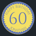 60th Birthday Partyあなたの名前を追加かわいらし ラウンドシール<br><div class="desc">この可愛いステッカーを手に入れて、お客様のパーティーの好意を飾お気に入りのりなさい。誕生日スタイリッシュパ祝ーティーの番号。注：グリッターイメージは印刷写真</div>