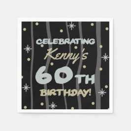 60th Birthday Partyお名前の追加 スタンダードカクテルナプキン