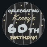 60th Birthday Partyお名前の追加 ラウンドシール<br><div class="desc">祝は、カスタマイズ可能な誕生日パーティーの提供でマイルストーンの誕生日！</div>