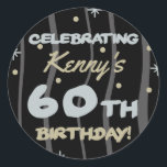 60th Birthday Partyお名前の追加 ラウンドシール<br><div class="desc">祝は、カスタマイズ可能な誕生日パーティーの提供でマイルストーンの誕生日！</div>