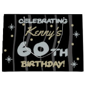 60th Birthday Partyお名前の追加 ラージペーパーバッグ (正面)