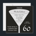 60th Birthday Partyへの招待 招待状<br><div class="desc">この驚素晴らしきの60th誕生日パーティーの招待は、ガラスの中にあなたの招待とグラスを備えている。非常に巧妙でモダン驚きの60歳の誕生日パーティーに招待状ゲストへの方法。Copyright henishouseofpaper</div>