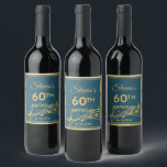 60th birthday partyティール（緑がかった色）グリーン金ゴールドミュージックノート ワインラベル<br><div class="desc">ティール（緑がかった色）、青いきらめく緑と金ゴールドをテーマにした60歳の誕生日パーティーのためのワエレガントインまたはワインのボトルラベル。パーティーの名前、年齢、および日付のテンプレート金色の文字。ティール（緑がかった色）の背景色とフェイク金ゴールドフレームとゴールデンミュージックノート。背景色を変更してテーマに合わせる。クリックカスタマイズ後、右側の「背景色を選択」</div>