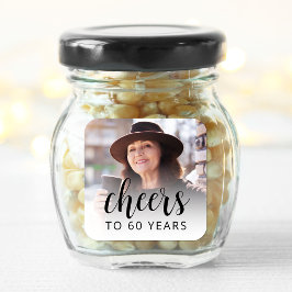 60th Birthday Partyフォトブラックスクリプト応援 スクエアシール