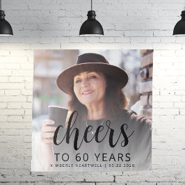 60th Birthday Partyフォトブラックスクリプト応援 タペストリー