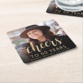 60th Birthday Partyフォト応援 スクエアペーパーコースター (アングル)