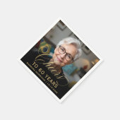 60th Birthday Partyフォト金ゴールドスクリプト応援 スタンダードカクテルナプキン (角)