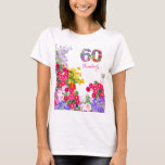 60th birthday partyフローラゲストの名誉tシャツ tシャツ<br><div class="desc">60th birthday partyフローラゲストの名誉tシャツ写真と愛で設計プランと最も素晴らしい誕生日パーティーを整理！誕生日の女の子の名でパーソナライズ。楽しむ!</div>