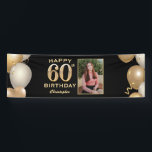 60th Birthday Partyブラックと金ゴールドバルーン写真 横断幕<br><div class="desc">60th誕生日パーティブラックと金ゴールドバルーン写真バナー。さらにカスタマイクリックズを行う場合はカスタマイズ、「IT」ボタンをクリックし、このテンプレートを変更するためにデザインツールを使用する。</div>