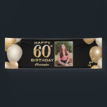 60th Birthday Partyブラックと金ゴールドバルーン写真 横断幕<br><div class="desc">60th誕生日パーティブラックと金ゴールドバルーン写真バナー。さらにカスタマイクリックズを行う場合はカスタマイズ、「IT」ボタンをクリックし、このテンプレートを変更するためにデザインツールを使用する。</div>
