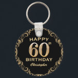 60th Birthday Partyブラック&金ゴールドグリッター枠 キーホルダー<br><div class="desc">60thバースデーパーティーブラックと金ゴールドグリッターフレームキーチェーン。さらにカスタマイクリックズを行う場合はカスタマイズ、「IT」ボタンをクリックし、このテンプレートを変更するためにデザインツールを使用する。</div>