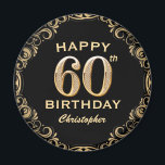 60th Birthday Partyブラック&金ゴールドグリッター枠 マグネット<br><div class="desc">60thバースデーパーティーブラックと金ゴールドグリッターフレームマグネット。さらにカスタマイクリックズを行う場合はカスタマイズ、「IT」ボタンをクリックし、このテンプレートを変更するためにデザインツールを使用する。</div>