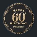 60th Birthday Partyブラック&金ゴールドグリッター枠 マグネット<br><div class="desc">60thバースデーパーティーブラックと金ゴールドグリッターフレームマグネット。さらにカスタマイクリックズを行う場合はカスタマイズ、「IT」ボタンをクリックし、このテンプレートを変更するためにデザインツールを使用する。</div>