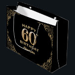 60th Birthday Partyブラック&金ゴールドグリッター枠 ラージペーパーバッグ<br><div class="desc">60thバースデーパーティーブラックと金ゴールドグリッターフレーム抱き枕。さらにカスタマイクリックズを行う場合はカスタマイズ、「IT」ボタンをクリックし、このテンプレートを変更するためにデザインツールを使用する。</div>