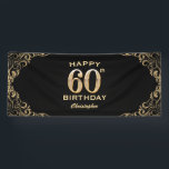 60th Birthday Partyブラック&金ゴールドグリッター枠 横断幕<br><div class="desc">60誕生日パーティーブラックと金ゴールドグリッターフレームバナー。さらにカスタマイクリックズを行う場合はカスタマイズ、「IT」ボタンをクリックし、このテンプレートを変更するためにデザインツールを使用する。</div>