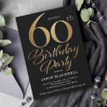 60th Birthday Partyブラック&金ゴールド 招待状<br><div class="desc">60th誕生日パーティーへの招待(ブラック&金ゴールド)</div>