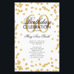 60th Birthday Partyプログラム金ゴールドグリッター（メニュー付き）<br><div class="desc">「誕生日エレガントパーティプログラム」金ゴールドのグリッター紙吹雪と文字のカスタムデザイン。</div>