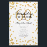 60th Birthday Partyプログラム金ゴールドグリッター（メニュー付き） チラシ<br><div class="desc">「誕生日エレガントパーティプログラム」金ゴールドのグリッター紙吹雪と文字のカスタムデザイン。</div>