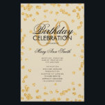 60th Birthday Partyプログラム金ゴールドグリッター（メニュー付き） チラシ<br><div class="desc">「誕生日エレガントパーティプログラム」金ゴールドのグリッター紙吹雪と文字のカスタムデザイン。</div>