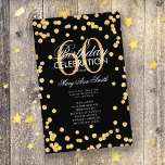 60th Birthday Partyプログラム金ゴールドグリッター（メニュー付き） チラシ<br><div class="desc">"バースデーパエレガントーティプログラム"金ゴールドとブラックのグリッター紙吹雪とデザイン文字付きカスタム。</div>