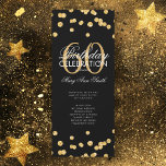 60th Birthday Partyプログラム金ゴールドグリッター（メニュー付き） 招待状<br><div class="desc">"バースデーパエレガントーティプログラム"金ゴールドとブラックのグリッター紙吹雪とデザイン文字付きカスタム。</div>