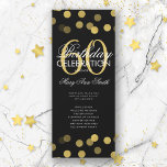 60th Birthday Partyプログラム金ゴールド紙吹雪（メニュー付き） 招待状<br><div class="desc">"バースデーパエレガントーティプログラム"金ゴールドとブラックのグリッター紙吹雪とデザイン文字付きカスタム。</div>