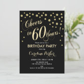 60th Birthday Party招待 – 金ゴールドブラック 招待状 (スタンド正面)