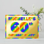 60th Birthday Party —おもしろい、レインボースペクトル「60」 箔招待状<br><div class="desc">この60歳鮮やかの誕生日パーティーフォイルの招待状の前にはパーソナライズされた、名前、多数の"60th"、メッセージ"BIRTHDAY PARTY!"、そして縁ど、すべての上向き、色の虹のスペクトラムのグラデーションを特徴とする数々のBIRTHDAY PARTY!。背面にはパーソナライズされた、日付、時刻、場所/場所、その他の重要な情報など、イベントに関する詳細が表示される。このような目を引く、エキサイティングパーソナライズされたな、招待状は、誰かの60歳の誕生日を祝って開催される誕生日パーティーにゲストを招待状するために使用されるかもしれない。[～Z0000593]</div>