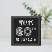 60th Birthday Party:アールデコスタイル(名前をカスタムする付) 招待状 (スタンド正面)