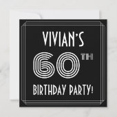 60th Birthday Party:アールデコスタイル(名前をカスタムする付) 招待状 (正面)