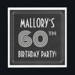 60th Birthday Party:アールデコスタイル 名前をカスタムする スタンダードランチョンナプキン<br><div class="desc">1920年代から1930年代の豪華な1920年代の60年代のスタイル60年代の紙デザインインスパイアは、カスタマイズ可能な名前と複雑なデコスタイルの数インスパイア60th、メッセージ"BIRTHDAY PARTY!"と数々の、ラインを備えている。デフォルトでは黒色の背景を備えているがカスタマイズ、色にも好きな色に違うなることがもしできる。このような豪華な誕生日をテーマにした紙のナプキンは、誰か祝の60歳の誕生日に使用されるかもしれない。[～Z0000616]</div>