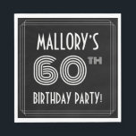 60th Birthday Party:アールデコスタイル 名前をカスタムする スタンダードランチョンナプキン<br><div class="desc">1920年代から1930年代の豪華な1920年代の60年代のスタイル60年代の紙デザインインスパイアは、カスタマイズ可能な名前と複雑なデコスタイルの数インスパイア60th、メッセージ"BIRTHDAY PARTY!"と数々の、ラインを備えている。デフォルトでは黒色の背景を備えているがカスタマイズ、色にも好きな色に違うなることがもしできる。このような豪華な誕生日をテーマにした紙のナプキンは、誰か祝の60歳の誕生日に使用されるかもしれない。[～Z0000616]</div>