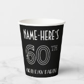 60th Birthday Party:アールデコスタイル+名前をカスタムする 紙コップ (正面)