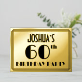 60th Birthday Party —アールデコ検索「60」 +名前 箔招待状 (立ち正面)