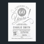 60th Birthday Party – シルバーホワイト 招待状<br><div class="desc">第60回バースデーパーティーフェイクへの招待シルバーとホワイト。応援60年！どのパーソナライズされた年齢にも対応。さらにカスタマイズするもし必要がある場合はメッセージを表示する。</div>