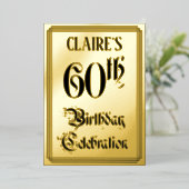 60th Birthday Party – スクリプエレガントト+名前をカスタムする 箔招待状 (立ち正面)
