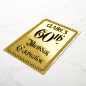 60th Birthday Party – スクリプエレガントト+名前をカスタムする 箔招待状 (回転した状態)