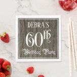60th Birthday Party — ファンシー Script, フェイク Wood Look スタンダードランチョンナプキン<br><div class="desc">この豪華華美な誕生日パーティーをテーマにした紙ナプキンデザインは、名前をカスタムするとメッセージ「60th Birthday Party」を備えている。「60th」と「バースデーパーティー」という言葉は精巧なスクリプトスタイル文字である。背景にはフェイク木目模様がインスパイアある。こエレガントんなファンシー紙のナプキンは、誰かの60歳の誕生日を祝って開催される誕生日パーティーやお祝いで役立つかもしれない。[～Z0000564]</div>