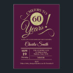 60th Birthday Party – ブルゴーニュ金ゴールド 招待状<br><div class="desc">60th誕生日パーティー招待ダークマルーンのブルゴーニュでフェイクグリッター金ゴールドパターン。機能トレンディータイポグラフィスクリプトフォント。シンプルモダンデザイン、パーティーに最適エレガント。応援60年！どんなパーソナライズされた時代にも入る！さらにカスタマイズするもし必要がある場合はメッセージを表示する。</div>
