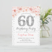 60th Birthday Party – ホワイトシルバーピンク 招待状 (スタンド正面)