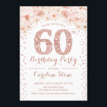 60th Birthday Party – ホワイトローズ金ゴールド 招待状<br><div class="desc">60th誕生日パーティー招エレガント待デザインでフェイクグリッターバラ金ゴールドと白。</div>