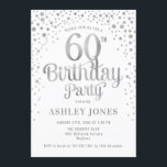 60th Birthday Party – ホワイト&シルバー 招待状<br><div class="desc">第60回バースデーパーティーへの招待。白エレガントとグリッター銀のフェイクデザイン。スクリプトスタイリッシュのフォントと紙吹雪の機能。メッセージもしメッセージはカスタム年齢。</div>