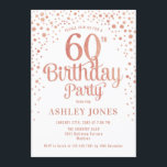 60th Birthday Party – ホワイト&バラ金ゴールド 招待状<br><div class="desc">第60回バースデーパーティーへの招待。白エレガント色、ピンク、バラのグリッター金ゴールドのフェイクデザイン。スクリプトスタイリッシュのフォントと紙吹雪の機能。メッセージもしメッセージはカスタム年齢。</div>
