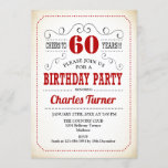 60th Birthday Party -レトロクリーミー白と赤 招待状<br><div class="desc">第60回バースデーパーティーへの招待。レトロエレガントなクリーム色の白、赤、黒のデザイン。どんなカスタマイズ年にも入る事ができる！</div>
