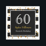 60th Birthday Party |白黒と金ゴールドグリッター スタンダードカクテルナプキン<br><div class="desc">60祝th Birthday Partyとのインスタイル|白黒金ゴールドグリッターデザイン。これは、テンプレートを追加する準備ができている詳細である。</div>