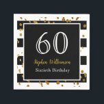 60th Birthday Party |白黒と金ゴールドグリッター スタンダードカクテルナプキン<br><div class="desc">60祝th Birthday Partyとのインスタイル|白黒金ゴールドグリッターデザイン。これは、テンプレートを追加する準備ができている詳細である。</div>