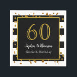 60th Birthday Party |白黒と金ゴールドグリッター スタンダードカクテルナプキン<br><div class="desc">60祝th Birthday Partyとのインスタイル|白黒金ゴールドグリッターデザイン。これは、テンプレートを追加する準備ができている詳細である。</div>