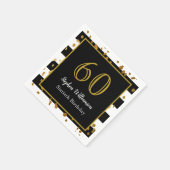 60th Birthday Party |白黒と金ゴールドグリッター スタンダードカクテルナプキン (角)